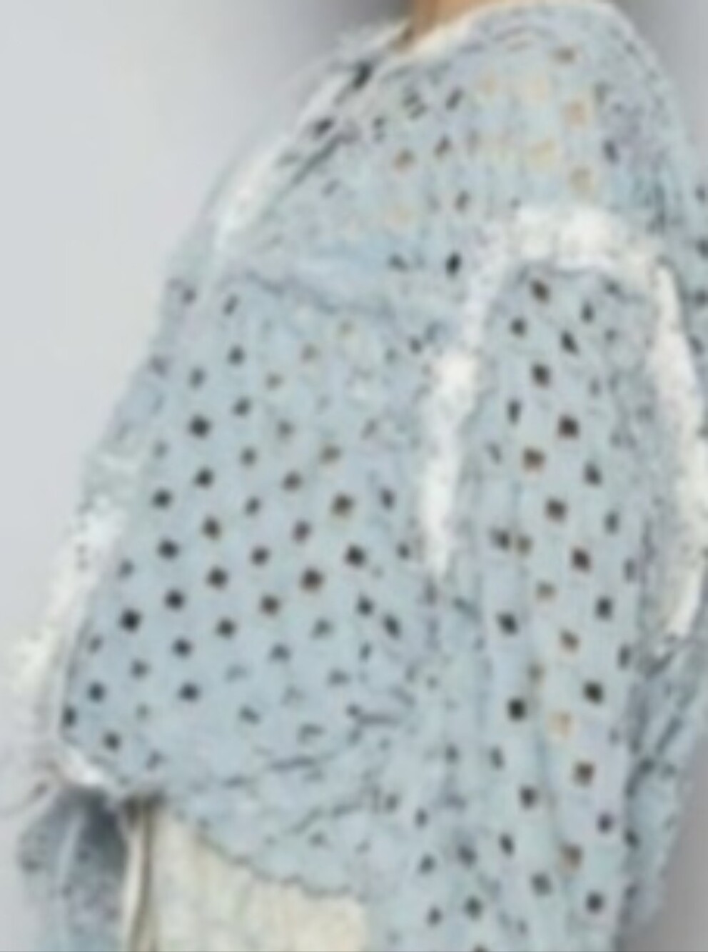 POL Light Blue Open-Knit Lace-Up Hoodie Laser Cut - Picture 3 of 3